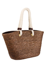 Straw Tote With Rope Handle