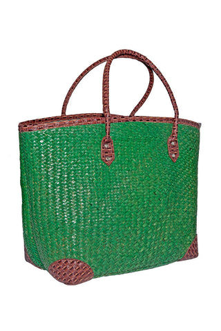 Woven Seagrass Tote in Green